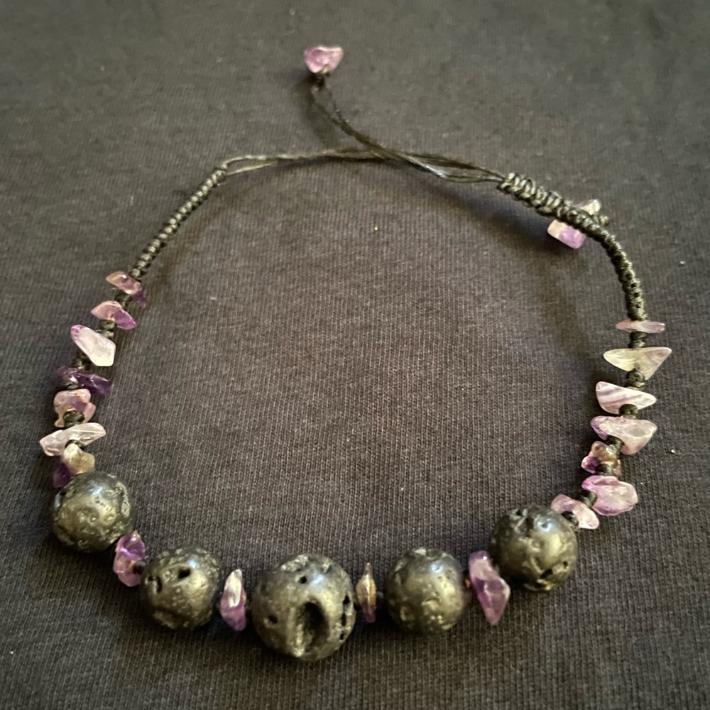 Purple and Black Beaded Bracelet (New Old Stock)